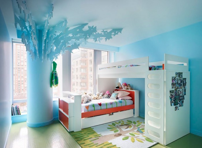 Blue-Tween-Girl-Bedroom-Ideas-Top-Floor-Apartment-L-Shape-Bed-Bunk